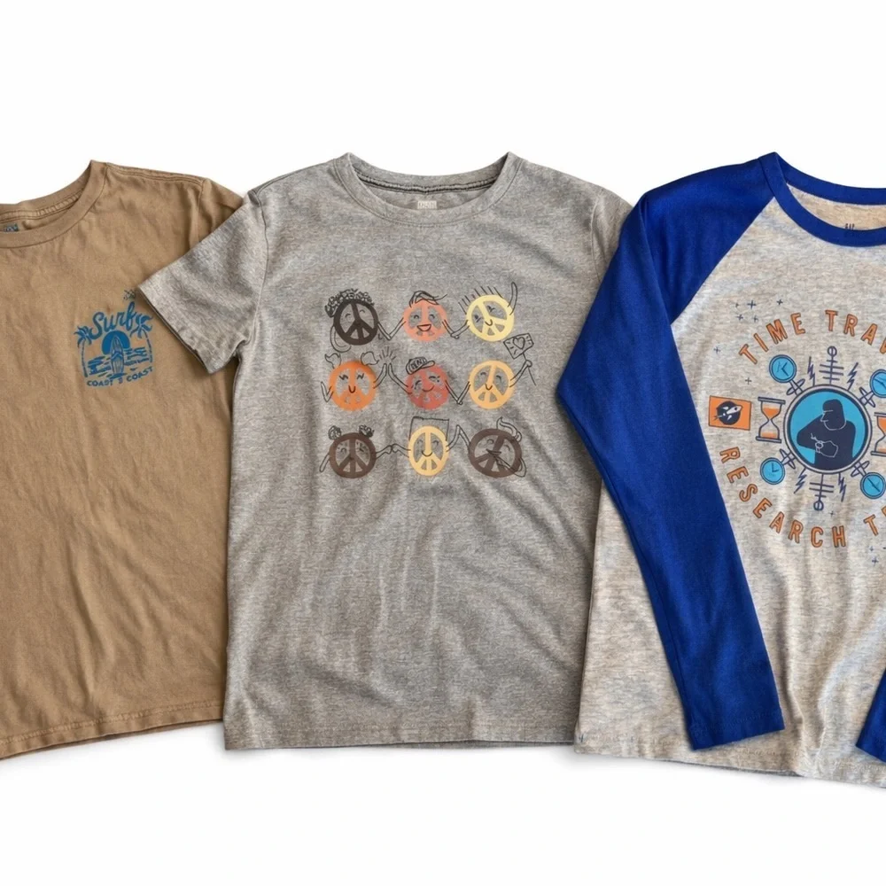 BUNDLE GAP Boys Graphic Tee Shirt Bixby Science Cat Jack Peace Youth Large YL 14
